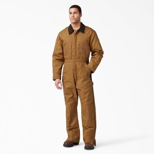 Dickies Brown Heavy Duty Workwear Waterproof Duck Insulated Coverall size LS